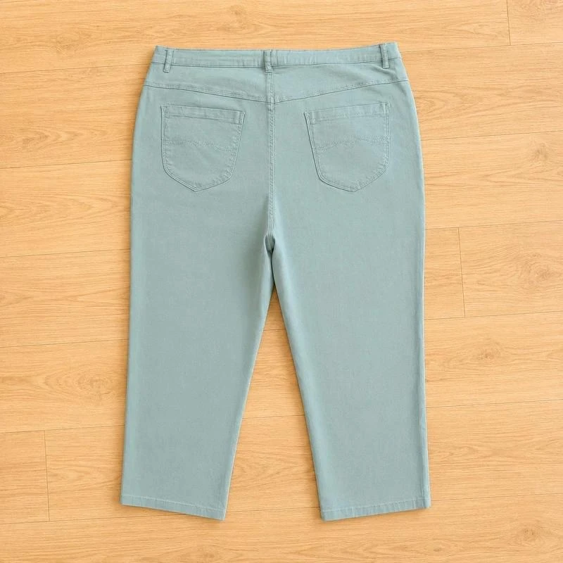 IMUA Damesbroek Maat 44 Watergroen Regular Fit 7/8 Katoen Stretch Zak Rits – photo 2